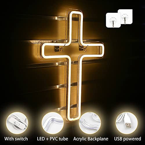 Jesus Cross Neon Signs Led Neon Wall Lights (Warm White)