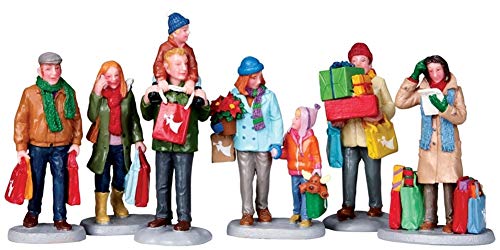 Holiday Shoppers Set of 6  for Christmas Village Accessories