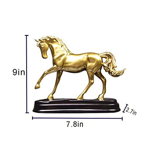 Gold Horse Statue , 9 Inch for Home to  Attract Luck &  Wealth (1pack)
