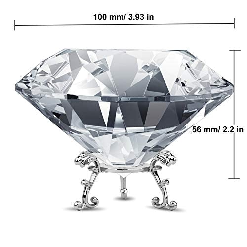 Large Crystal Diamond Paperweight w/ Stand Jewels Decoration 3.5 inch