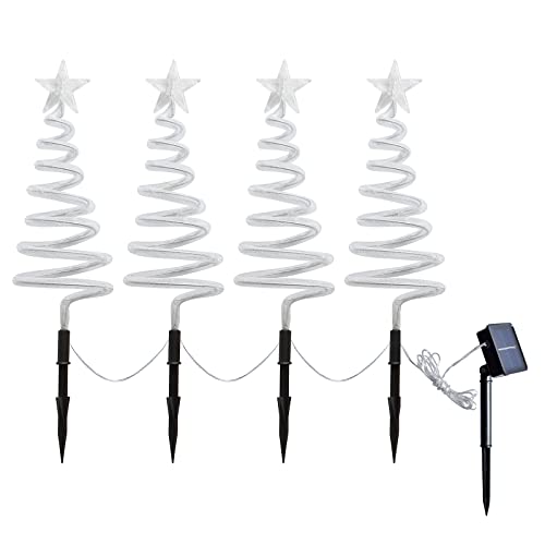 Set of 4 Christmas Pathway Lights- Solar Powered Pre-lit 40 LEDs