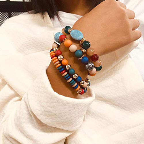 6 Sets Bohemian Stackable Bead Bracelets for Women