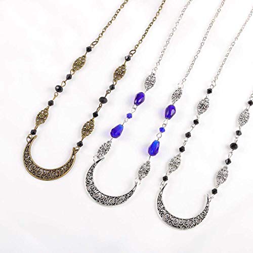 Boho Crescent Moon Head Chains Vintage Headpieces w/ Crystal Hair Chain