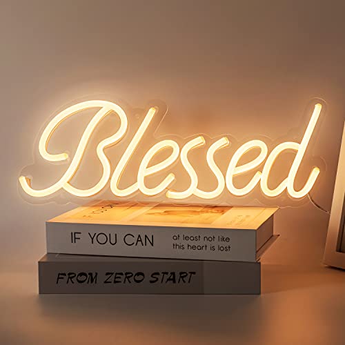 Blessed Neon Sign Dimmable LED Light USB Powered-17.7x6.3 Inches