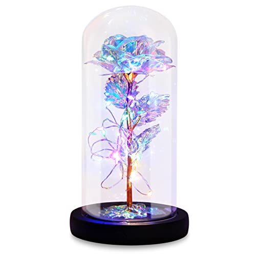 I Love You Mom Galaxy Roses Gifts in Glass Dome for Mothers Day/Birthday