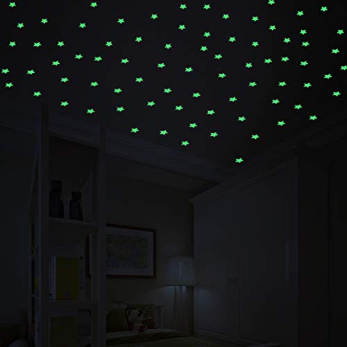 100 Pcs Glow in The Dark Luminous Stars Fluorescent Noctilucent Plastic Wall Stickers