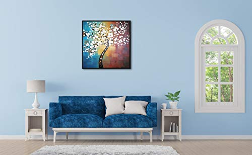 Modern Abstract White Flowers Oil Paintings on Canvas Wall Art 100% Hand Painted