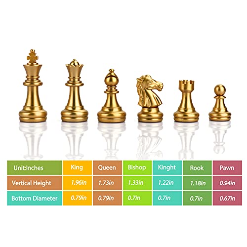 Magnetic Travel Chess Set with Folding Games Board and 2 Extra Queens & Storage Bag for Kids and Adults