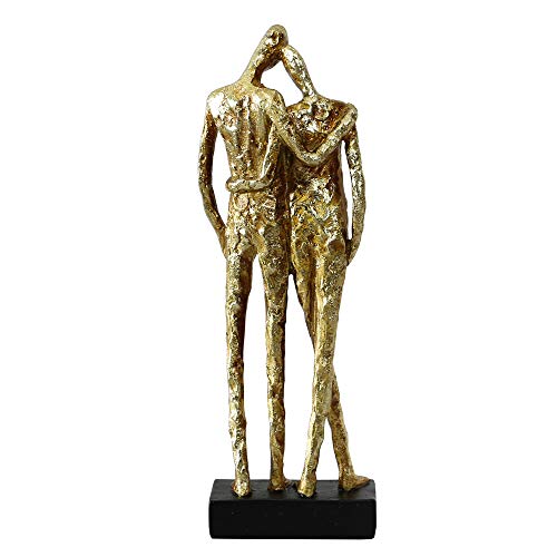 14 inch Gold Romantic Couple Sculpture Reclining Together for Home Decoration