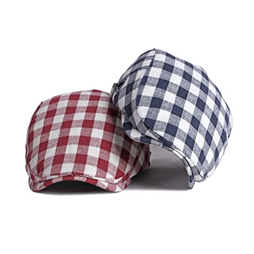 Men Adjustable Colorful Striped Plaid Ivy Newsboy Cabbie Gatsby Cotton Caps