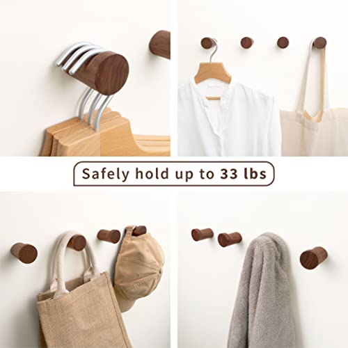 Natural Wooden Wall Hooks - Pack of 4