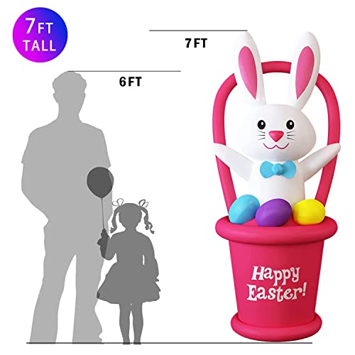 7Ft Built-in Led Easter Bunny w/ Egg & Basket for Home Decoration