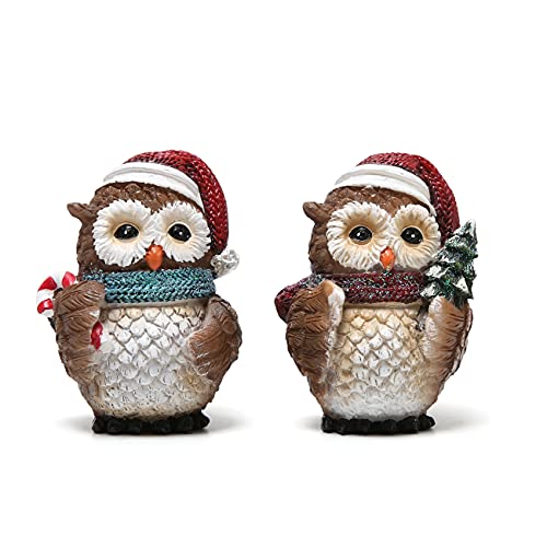 2Pcs Owl Statuette Home Christmas Decoration