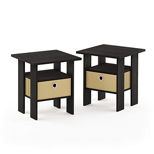 End Table Bedroom Night Stand, Petite, Espresso, Set of 2