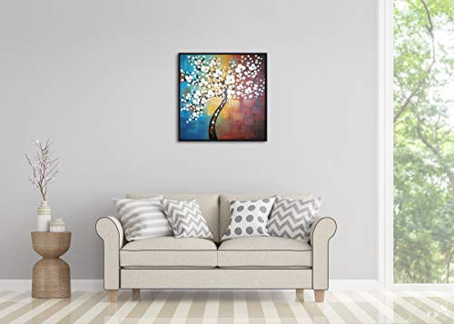 Modern Abstract White Flowers Oil Paintings on Canvas Wall Art 100% Hand Painted