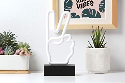 9" inch LED Neon White Peace Hand Night Light