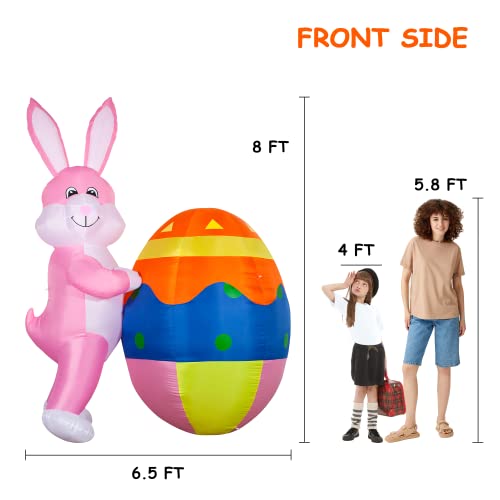 8 FT Height Easter Inflatable Outdoor Decorations Bunny with Egg