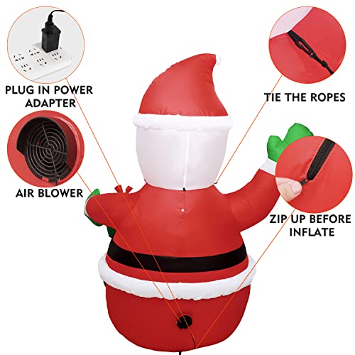 6 Feet Inflatable Santa Claus Holding Gift Box Christmas Decoration