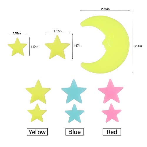 100 Pcs Glow in The Dark Luminous Stars Fluorescent Noctilucent Plastic Wall Stickers