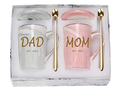 Dad and Mom Marble Coffee Mug Set for Christmas Gift