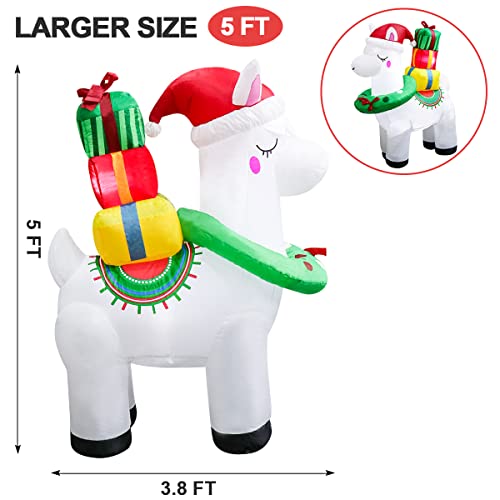 5FT - Inflatable Christmas Decoration Alpaca w/ LEDs