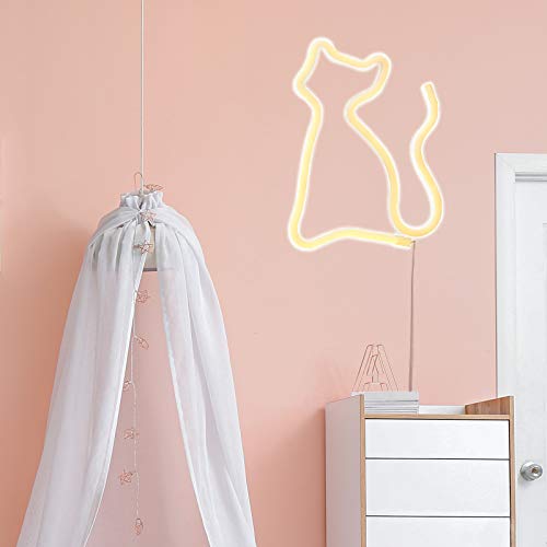 LED Cat Neon Lights for Wall Decor,Battery or USB Operated