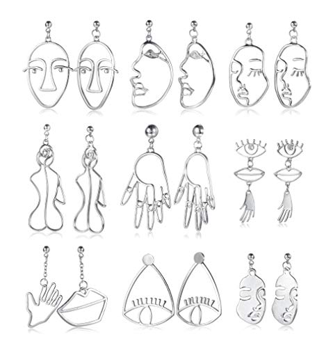 9 Pairs Face Hand Earrings for Women