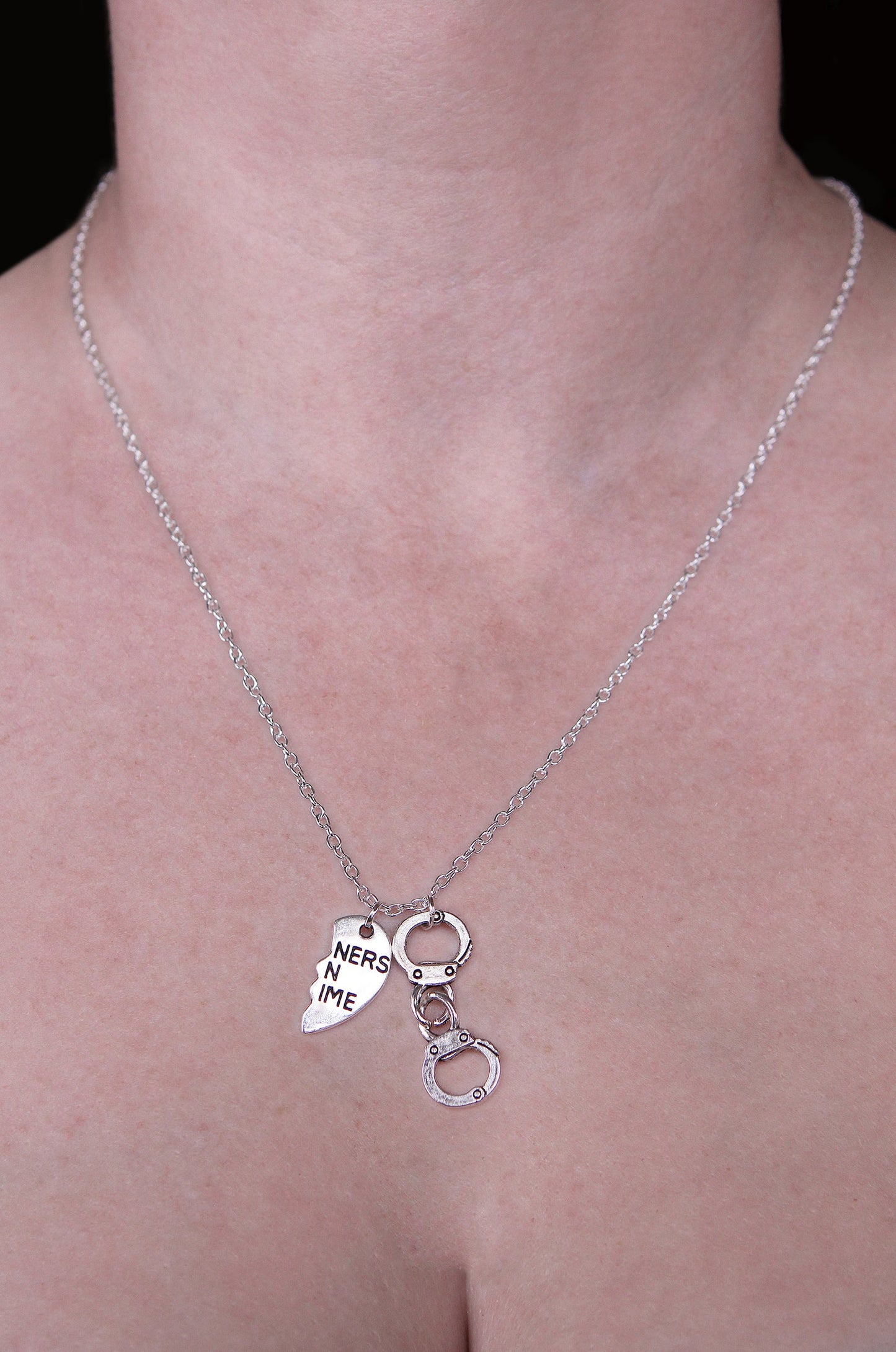 Silver Partners in Crime Necklaces for Couples