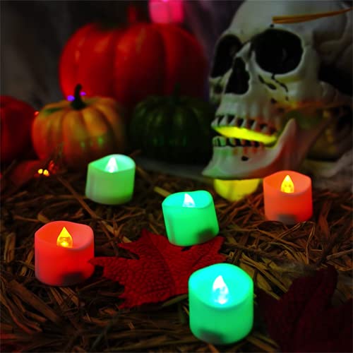 Set of 24 Long-Lasting Battery Operated LED Flameless Tea Light 7-Color Changing Tea Lights with Batteries,