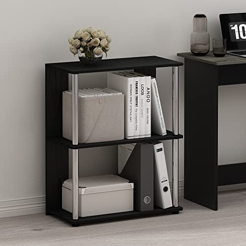 3-Tier Bookcase/Bookshelf/Display Rack w/ Stainless Steel Tubes