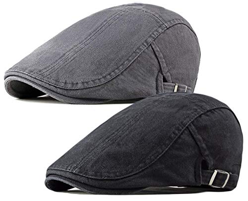 2 Pack Flat Cotton Newsboy Cap for Men