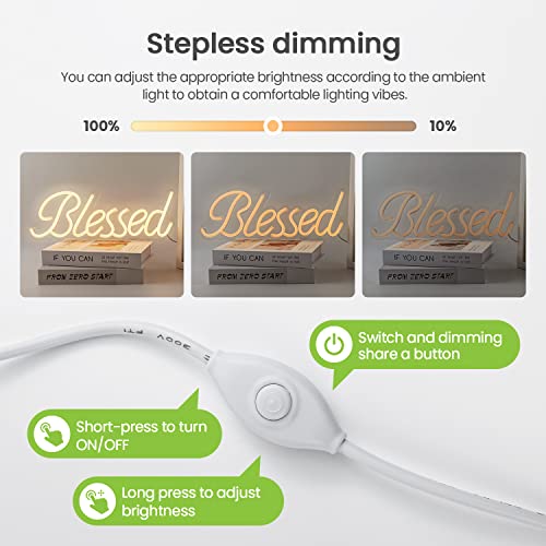 Blessed Neon Sign Dimmable LED Light USB Powered-17.7x6.3 Inches