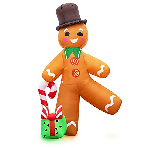 7FT Christmas Gingerbread Man Blow Up Christmas Decoration w/  Built-in LED Lights