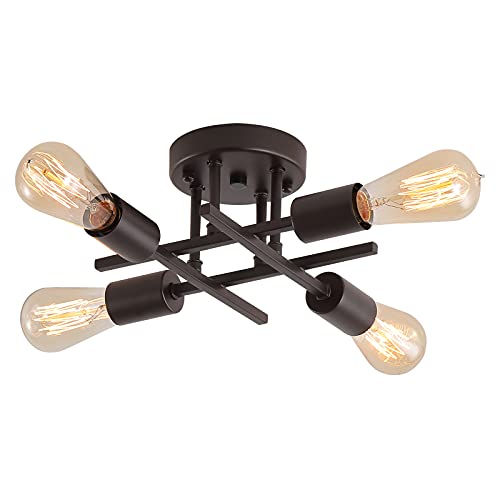 Semi Flush Mount Ceiling Light Fixtures Mid-Century Modern Design  4-Lights
