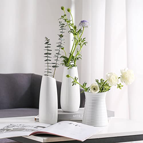 White Ceramic Vase Set of 3 Home Decorations