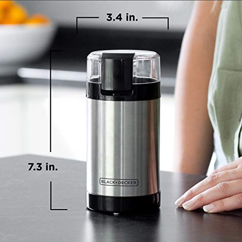 Coffee Grinder One Touch Push-Button Control, 2/3 Cup Bean Capacity, Stainless Steel