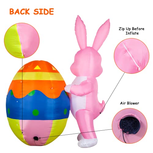 8 FT Height Easter Inflatable Outdoor Decorations Bunny with Egg