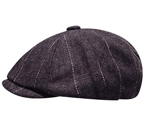 2 Pack Newsboy Hats for Men Classic 8 Panel Wool Blend