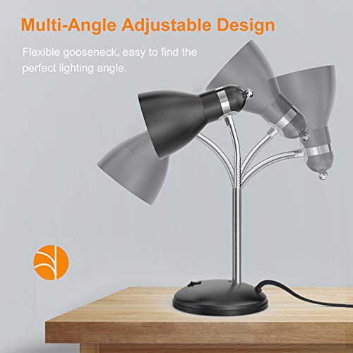 Eye Caring Metal Desk Lamp, Adjustable Goose Neck