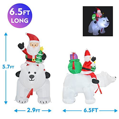 6 FT Christmas Inflatables Santa Clause Riding The Polar Bear w/ Shaking Head