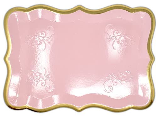 10 Rectangle Trays with Gold Rim Border for Elegant Dessert Table Serving