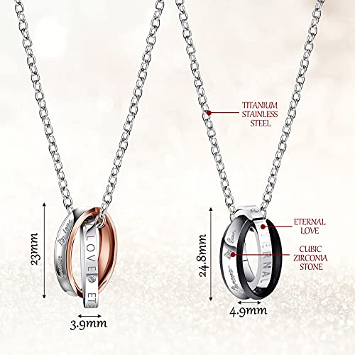 8 Pieces Couple Necklace Bracelet Matching Set for Women Men