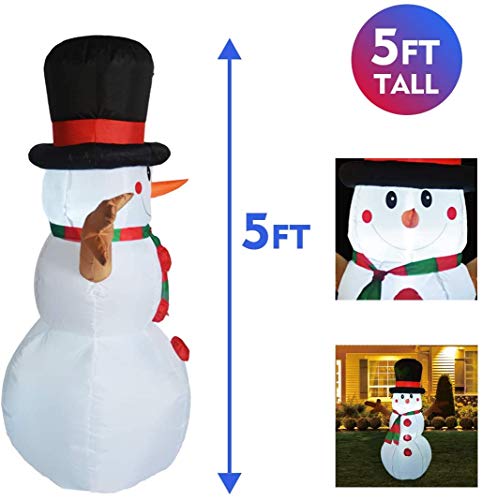 5 Ft Inflatable Snowman Christmas Outdoor Decoration