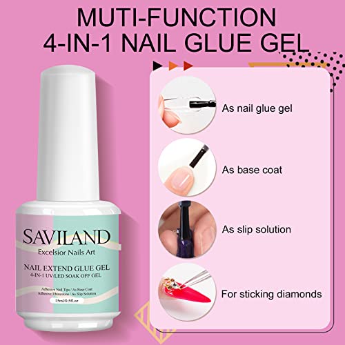 Nail Tips & Glue Gel Kit - 4-In-1 Nail Glue Gel, 500pcs  Cover Nail Tips w/ Mini UV/LED Nail Lamp