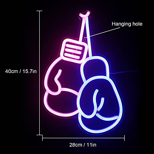 Boxing Gloves Neon lights Pink Blue w/ USB & Switch(Pink Blue)