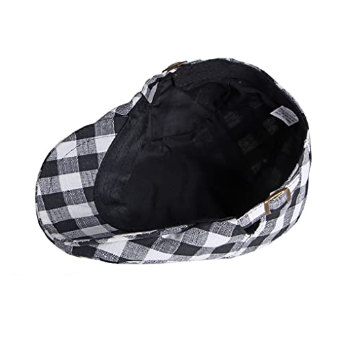 Men Adjustable Colorful Striped Plaid Ivy Newsboy Cabbie Gatsby Cotton Caps