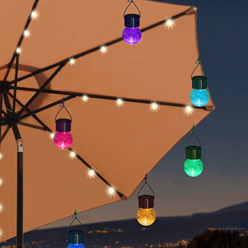 8 Pack Solar Hanging Christmas Ball Lights w/ Umbrella Clips