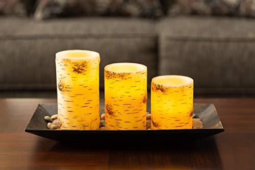 Set of 3 LED Flickering Flameless Wax Candles 14" L x 8" W Decorative Tray