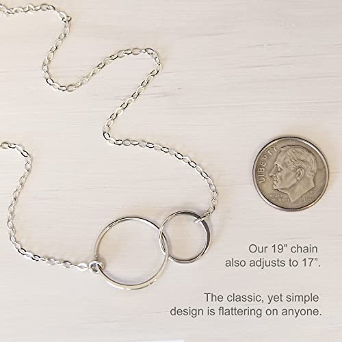 Mother Son Necklace, 925 Sterling Silver Two Circle Necklace