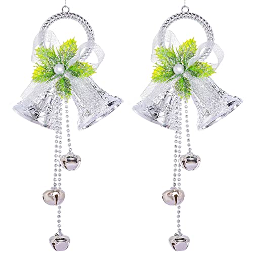 2 pcs Silver Metal Christmas Bell Door Ornament